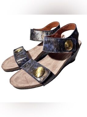 Taos Carousel 2 Wedge Strappy Shoes Sandal Blue Multi 3209-42 Sz 42 US 11 11.5